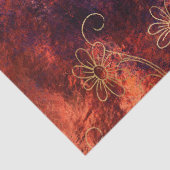 紫のオレンジ色の切り離し上の金ゴールドフローラアウトライン 薄葉紙 (詳細)