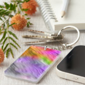 紫のオーキッドの波状テクスチャ キーホルダー (正面右)