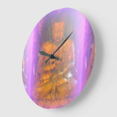 紫のオーラの時計 ラージ壁時計 (傾斜)