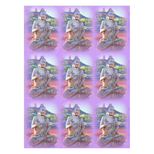 紫のオーラめい想の仏 テーブルクロス (正面)