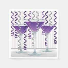 紫のカクテルとリボン スタンダードカクテルナプキン