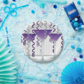 紫のカクテルとリボン ペーパープレート (パーティー)