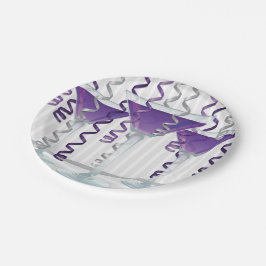 紫のカクテルとリボン ペーパープレート