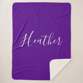 紫のカスタムの白いスクリプト シェルパブランケット