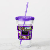 紫のカスタムウェディングフォトコラージュ アクリルタンブラー (裏面)