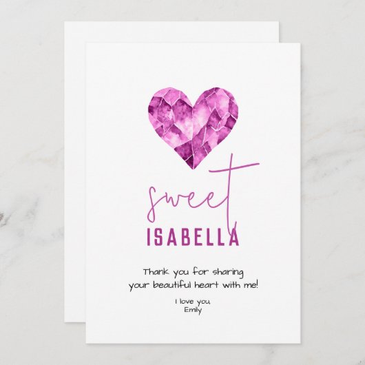 紫のカスタムハートと甘い友人のラブカード シーズンカード (正面/裏面)