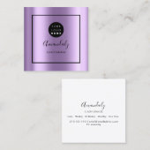 紫のカスタムロゴ入りメイクアップアーティスト スクエア名刺 (正面/裏面)