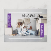 紫のカスタム写真移動案内カード ポストカード (正面)