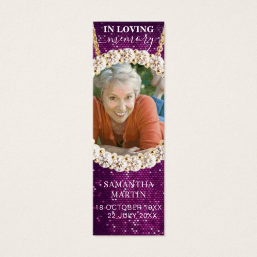 紫のカスタム写真追悼風刺帳 (正面)