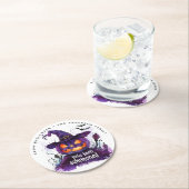 紫のカボチャの魔女を呼び出された ラウンドペーパーコースター (インサイチュ)