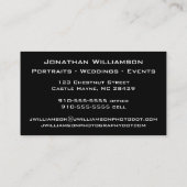 紫のカメラ写真の名刺 名刺 (裏面)