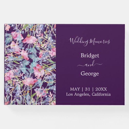 紫のカラフルの野結婚花緑 ゲストブック (正面)