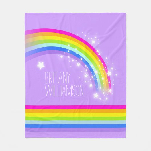 紫のカラフル名レインボースター フリースブランケット (正面)