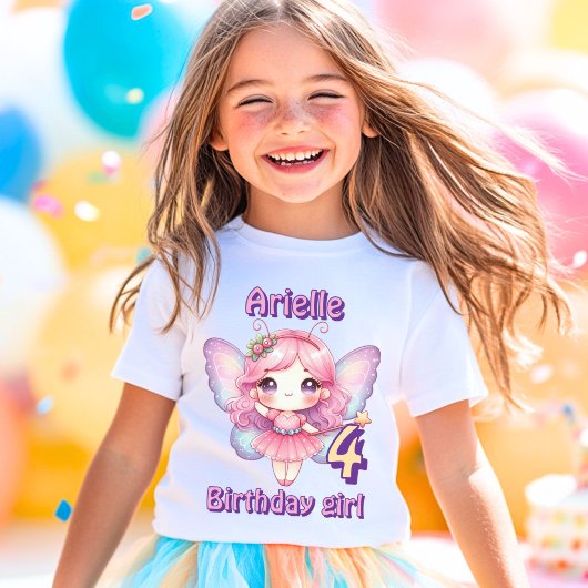 紫のカラフル妖精の蝶の誕生日 Tシャツ