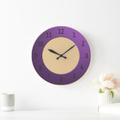 紫のカラフル枠の黒い色の数字 ラージ壁時計 (ホーム)