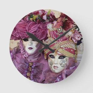 紫のカーニバルの衣装、ヴェニス ラウンド壁時計