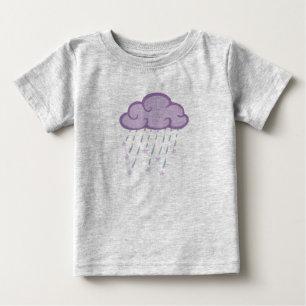紫のカール雨の雲と落ち星 ベビーTシャツ