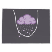 紫のカール雨の雲と落ち星 ラージペーパーバッグ (裏面)