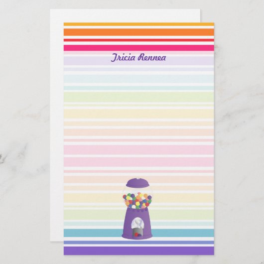 紫のガムボールマシン 便箋 (正面/裏面)