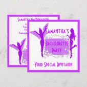 紫のガーリーバチェロレッテ 招待状 (正面/裏面)
