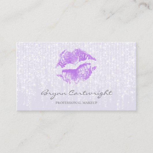 紫のキスの唇と微妙なキラキラの光の構成 名刺 (正面)