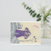 紫のキノコの家、猫とファンシーなポストカード ポストカード (スタンド正面)