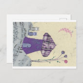 紫のキノコの家、猫とファンシーなポストカード ポストカード (正面/裏面)