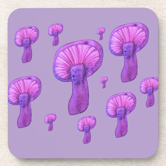 紫のキノコパーティー コースター (正面)