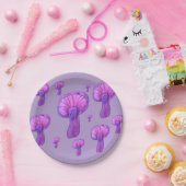 紫のキノコパーティー ペーパープレート (パーティー)