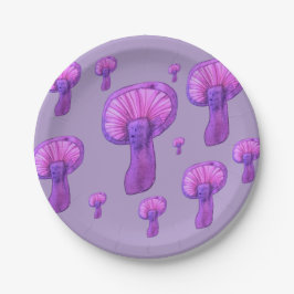 紫のキノコパーティー ペーパープレート
