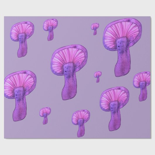 紫のキノコパーティー ラッピングペーパー (フラット)