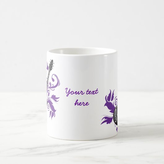 紫のギター葉製カスタム品 コーヒーマグカップ (中央)