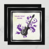 紫のギター葉製カスタム品 招待状 (正面/裏面)