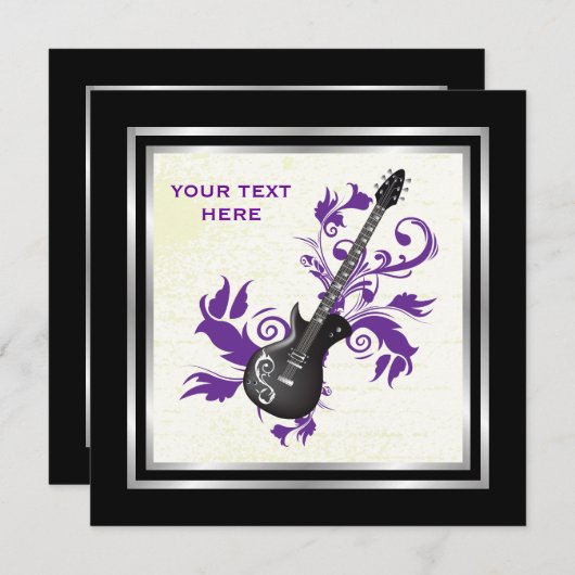 紫のギター葉製カスタム品 招待状 (正面/裏面)