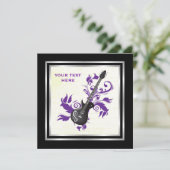 紫のギター葉製カスタム品 招待状 (スタンド正面)