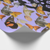 紫のギフトラッピングの黒いレースと蝶 ラッピングペーパー (角)