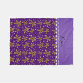 紫のギンガパーソナライズされたーパンの雪片の名前を付ける フリースブランケット (正面(横))