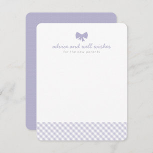 紫のギンガムアドバイスは赤ちゃんシャワーカードを願う アドバイスカード