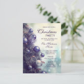 紫のクエレガントリスマスツリーのクリスマスパーティー インビテーションポストカード (スタンド正面)