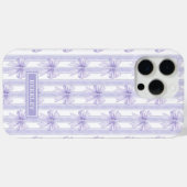 紫のクケットボウとストライプのモノグラム Case-Mate iPhoneケース (裏面 (横))