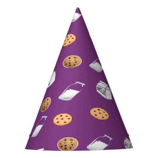 紫のクッキーとミルク パーティーハット (正面)