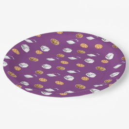 紫のクッキーとミルク ペーパープレート