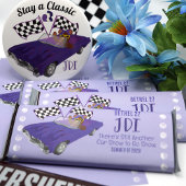 紫のクラシック車、テディベアキャンディバーラッパー チラシ