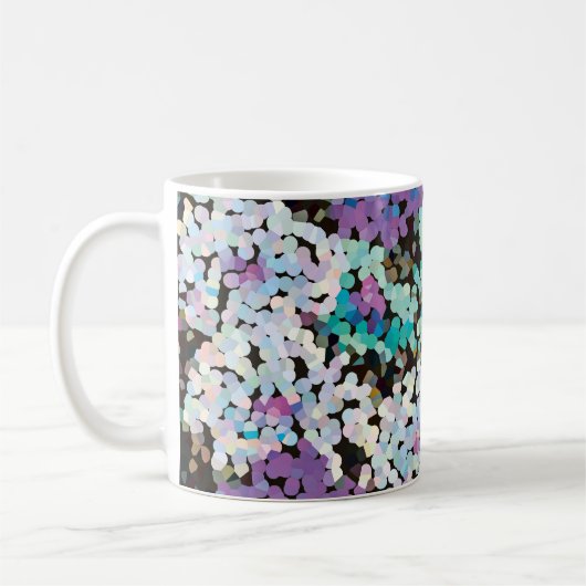 紫のクリスタルフラワーブルーム コーヒーマグカップ (左)