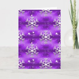 紫のクリスマスと銀の雪片 カード