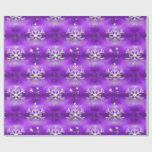 紫のクリスマスに白い雪 ラッピングペーパー (フラット)