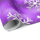 紫のクリスマスに白い雪 ラッピングペーパー (ロールコーナー)