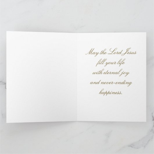 紫のクリスマスに輝く金ゴールドのクリスマスツリー カード (内部)