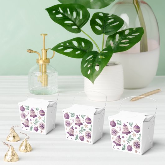 紫のクリスマスオーナメントとベルのビーフボックス フェイバーボックス (複数)