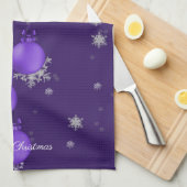 紫のクリスマスオーナメントキッチンタオル キッチンタオル (四つ折り)
